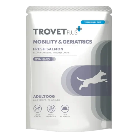 Trovet Plus Mobility y Geriatrics: Alimento Húmedo 300gr para Perros Senior con Salmón y Pavo