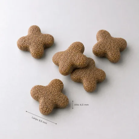 Pienso Amanova Kitten de pollo para gatitos, detalle de la croqueta