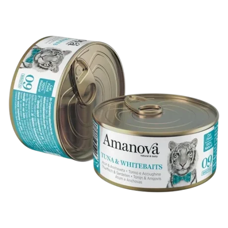 Amanova Filetes de Atún y Anchoveta en caldo 70gr Para Gato