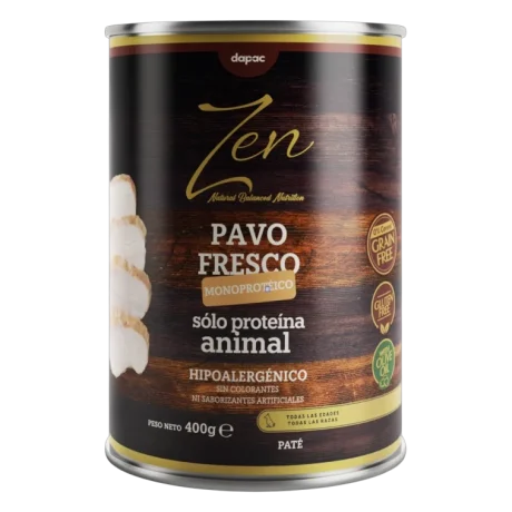 Zen Pavo Fresco Paté Monoprotéico 400gr Para Perros