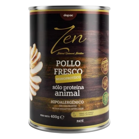 Zen Pollo Fresco Paté Monoprotéico 400gr Para Perros