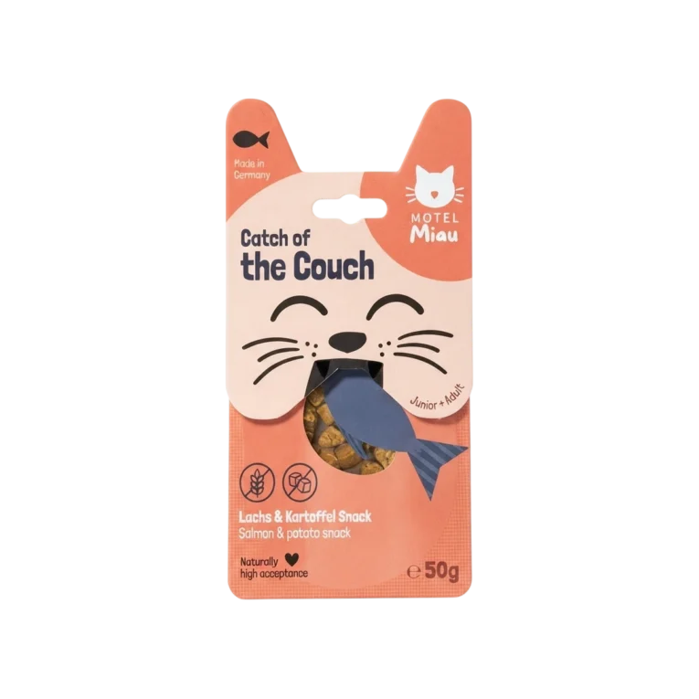 Motel Miau Catch of the Couch, snack blando de salmón y patata para gatos 50gr