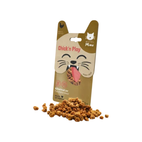 Bocaditos de pollo Motel Miau Chick'n Play para gatos, snack 92% pollo 50gr