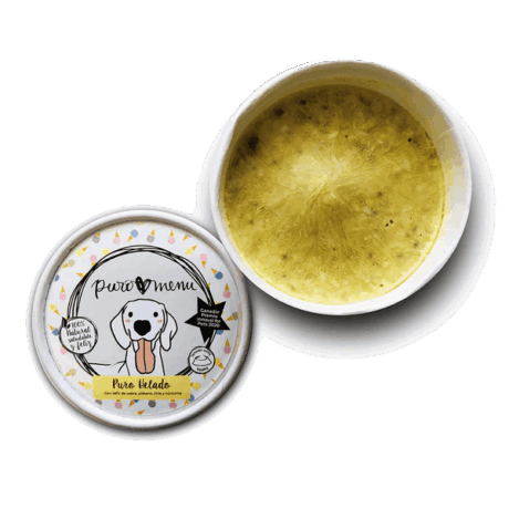 Tarrina Puromenu Puro Helado Golden Paste (Cúrcuma) 130g. Snack frozen funcional para perros y gatos. Apoyo articular y antiinflamatorio natural.