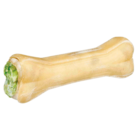 ¿Por qué elegir Huesos Rellenos con Vitaminas? Masticación prolongada y entretenida: La piel natural deshidratada proporciona a tu perro horas de diversión y entretenimiento mientras satisface su instinto natural de masticar. Esto ayuda a reducir el aburrimiento y la ansiedad, previniendo comportamientos destructivos. Aporte de vitaminas esenciales: El relleno de estos huesos está enriquecido con una mezcla de vitaminas esenciales que contribuyen a la salud y el bienestar general de tu perro. Sin azúcar añadido: Estos snacks no contienen azúcar añadido, lo que los convierte en una opción saludable y apta para perros con diabetes o tendencia al sobrepeso. Naturales y seguros: Elaborados con piel natural cruda, estos snacks son una opción segura y natural para tu perro. Promueven la higiene bucal: La masticación prolongada ayuda a limpiar los dientes y reducir la acumulación de placa y sarro, previniendo enfermedades periodontales y mal aliento. Complemento ideal para la educación en positivo: Los snacks son una herramienta fundamental en la educación en positivo de tu perro. Utiliza los Huesos Rellenos con Vitaminas como premio para reforzar conductas positivas y fortalecer el vínculo entre tú y tu mascota.