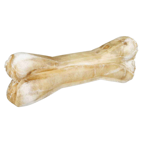 ¿Por qué elegir Huesos Rellenos? Masticación prolongada y entretenida: La piel natural deshidratada proporciona a tu perro horas de diversión y entretenimiento mientras satisface su instinto natural de masticar. Esto ayuda a reducir el aburrimiento y la ansiedad, previniendo comportamientos destructivos. Relleno nutritivo y sabroso: La tripa, un ingrediente natural y rico en nutrientes, aporta proteínas, vitaminas y minerales esenciales para la salud de tu perro. Sin azúcar añadido: Estos snacks no contienen azúcar añadido, lo que los convierte en una opción saludable y apta para perros con diabetes o tendencia al sobrepeso. Naturales y seguros: Elaborados con piel natural cruda y tripa, estos snacks son una opción segura y natural para tu perro. Promueven la higiene bucal: La masticación prolongada ayuda a limpiar los dientes y reducir la acumulación de placa y sarro, previniendo enfermedades periodontales y mal aliento. Complemento ideal para la educación en positivo: Los snacks son una herramienta fundamental en la educación en positivo de tu perro. Utiliza los Huesos Rellenos como premio para reforzar conductas positivas y fortalecer el vínculo entre tú y tu mascota.