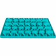 Vista cenital del mantel Trixie Lick'n'Snack de 30cm con un diseño de cuadrícula o rejilla uniforme de obstáculos triangulares, de color turquesa brillante.
