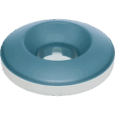 El comedero Trixie Slow Feeding Rocking Bowl de 23cm completamente montado. Muestra la base blanca y la parte superior cóncava azul que dispensará el pienso.