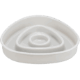 Comedero Trixie Slow Feeding (alimentación lenta), de color blanco con diseño de laberinto, de 15cm de diámetro para ralentizar la ingesta de alimentos en perros y gatos.