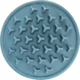 Vista cenital de la alfombrilla Slow Feeding Trixie de color azul, vacía, mostrando el patrón limpio de obstáculos en forma de Y. Ideal para esparcir y lamer comida.