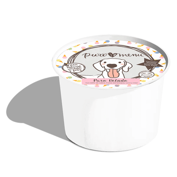 Puromenu Puro Helado Frutos del Bosque 130g. Snack frozen natural para perros y gatos. Sabor a bayas, antioxidante y refrescante.