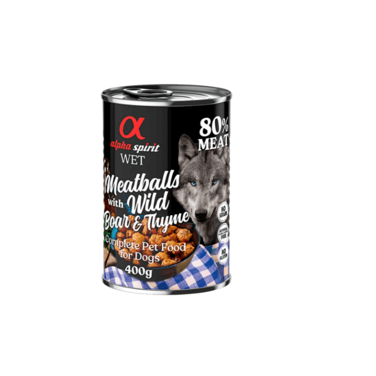 Deliciosa receta de albóndigas con salsa sin cereales a un precio muy econñomico para perros adultos. Con un 80% de carne.