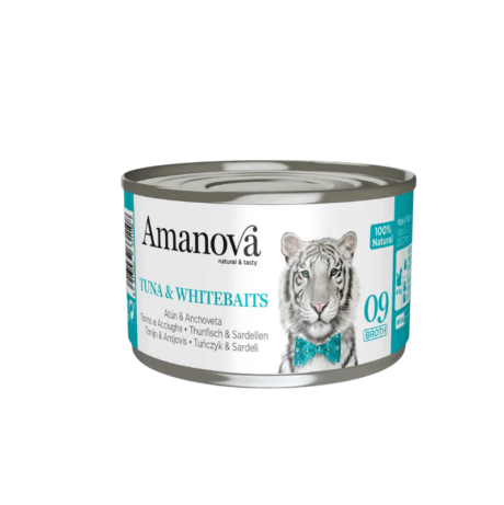 Composición Atún 60% Anchoveta india 5% Agua 35% Componentes analíticos Proteína bruta 11% Grasa bruta 1% Fibra bruta 1% Ceniza bruta 1% Humedad 85% ¡Deleita a tu gato con el sabor intenso y la nutrición de Amanova Atún y Anchoveta en Caldo! Esta receta es la elección perfecta para gatos que buscan un alimento complementario delicioso y nutritivo, elaborado con ingredientes frescos y naturales. ¡Tu gato te lo agradecerá!