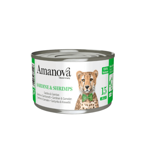 Composición Sardina 55% Gambas 6% Agentes gelificantes 1% Agua 38% Componentes analíticos Proteína bruta 9% Grasa bruta 1% Fibra bruta 1% Ceniza bruta 3,50% Humedad 85% ¡Recompensa a tu gato con el sabor irresistible de Amanova Sardinas y Gambas en Gelatina! Esta receta es la elección perfecta para gatos que buscan un alimento complementario delicioso y nutritivo, elaborado con ingredientes frescos y naturales. ¡Tu gato te lo agradecerá!