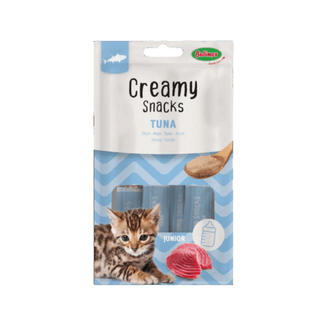 Creamy Snacks Kitten Atún para gatitos. Snack cremoso de fácil digestión con vitaminas y taurina. Ideal para cachorros felinos.