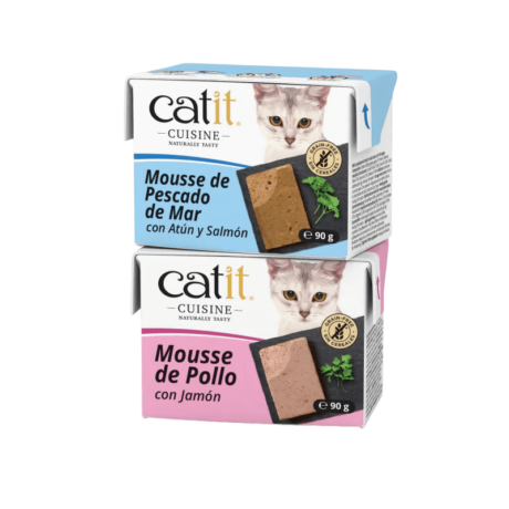 Análisis Nutricional Detallado: Mousse de Pescado de Mar: Proteína bruta: 8,5% Grasa bruta: 5,8% Fibra bruta: 1,1% Ceniza bruta: 2,8% Humedad: 80,7% Calorías: 77kcal/envase Mousse de Pollo: Proteína bruta: 6,9% Grasa bruta: 7,4% Fibra bruta: 1% Ceniza bruta: 2,5% Humedad: 81,5% Calorías: 88kcal/envase Aditivos Nutricionales (por kg): Mousse de Pescado de Mar: Sulfato de cobre (II) pentahidratado: 2,43 mg Carbonato de hierro (II) (siderita): 9,57 mg Óxido de manganeso (II): 6,04 mg Óxido de zinc: 30 mg Yoduro de potasio: 1,18 mg Vitamina A: 1320 UI Mousse de Pollo: Sulfato de cobre (II) pentahidratado: 0,86 mg Carbonato de hierro (II) (siderita): 3,37 mg Óxido de manganeso (II): 2,13 mg Óxido de zinc: 10,56 mg Yoduro de potasio: 0,42 mg Vitamina A: 720 UI Guía de Alimentación: Para un gato de unos 3,5kg, se recomienda dar de 2,5 a 3,5 bricks al día, divididos en al menos 2 comidas. Siempre debe haber agua fresca disponible. Catit Cuisine: Alimentos Deliciosos y Nutritivos para tu Gato: