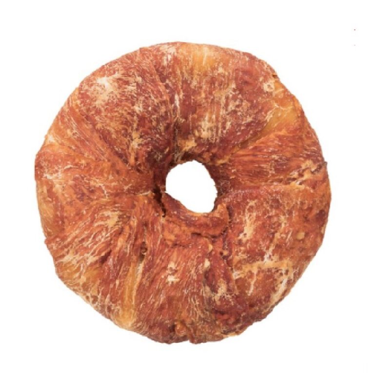 Ideal para Perros de Diversos Tamaños Su tamaño y dureza moderada lo hacen adecuado para perros de diferentes tamaños, aunque siempre se debe supervisar a la mascota mientras disfruta de cualquier snack masticable. Formato y Tamaño Aproximado Formato: 1 unidad en forma de donut. Peso Aproximado: 60-65 gramos. Diámetro Aproximado: 9-10 cm. Un Premio Sabroso que Cuida su Boca y lo Mantiene Feliz