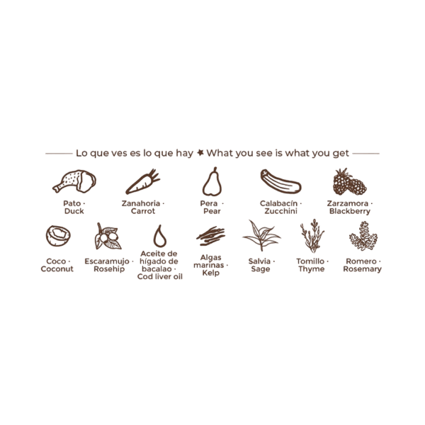 Lata de comida húmeda Puromenú Sublime de Pato con Zanahoria, Pera y Calabacín para perros. Alimento completo sin cereales en formato 400g.