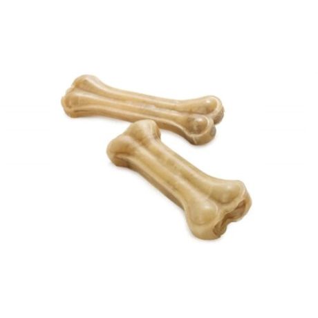 Dos unidades de Hueso Prensado Perro Masticar de piel de vacuno, color beige.