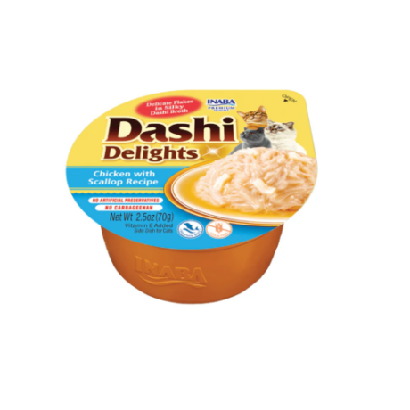 Inaba Dashi Delights Pollo con Vieiras 70gr Para Gatos