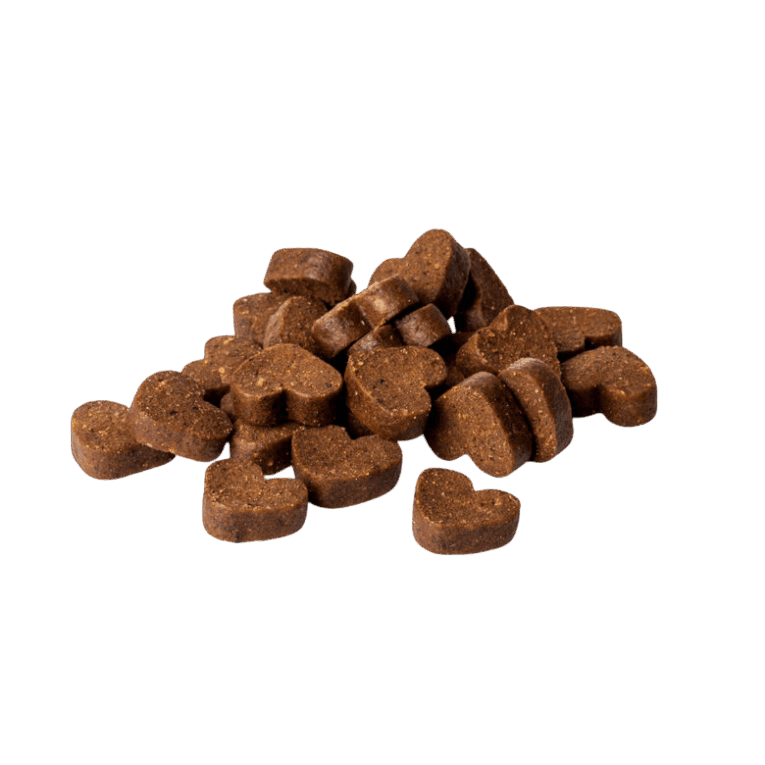 Bolsa de 60 gramos de snacks Moments de Pavo, semihúmedos y sin cereales, ideales para el adiestramiento y la dieta diaria de cachorros y perros adultos.