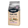 Saco de pienso Ownat Just Grain Free Sterilized Chicken, con pollo fresco como ingrediente principal, para gatos esterilizados, sin cereales.