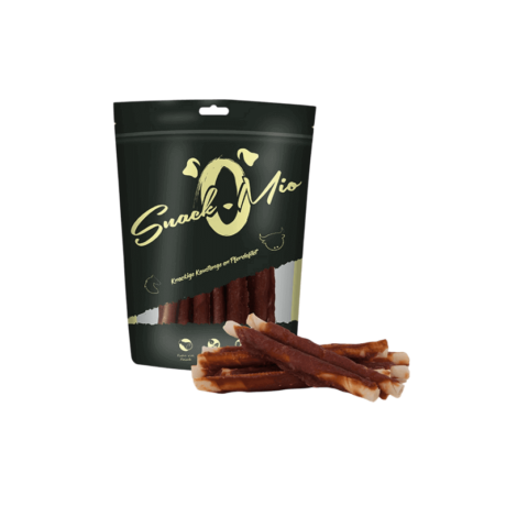 Composición y Componentes Analíticos: Composición: 50% carne de res, 43% filete de caballo, fécula de patata. Componentes analíticos: Proteína bruta 60%, contenido de grasa 5,5%, ceniza bruta 6%, fibra bruta 0,2%, humedad 18%. Recomendación de Alimentación: Administrar como refrigerio entre comidas. Proporcionar siempre suficiente agua potable fresca. SnackOMio: Amor y Diversión Duradera en Cada Palito