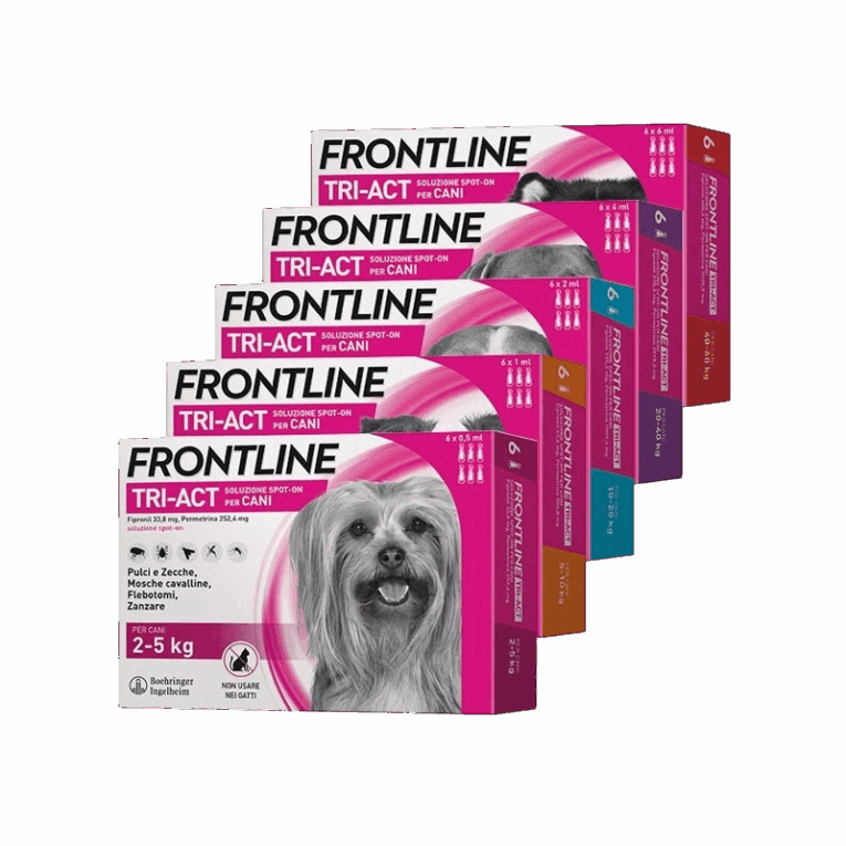 Pipetas Frontline Tri-Act Perro. Caja con triple acción contra pulgas garrapatas y mosquitos de Leishmaniosis.