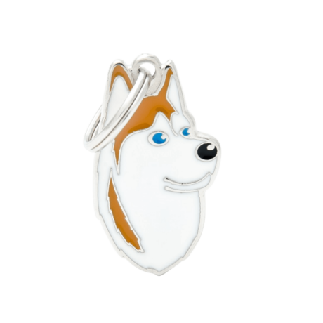 MyFamily Placa de Identificación Husky Siberiano Blanco y Marrón