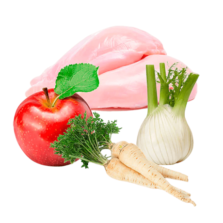 Lo que ves es lo que hay Puromenu Menú de Pollo BIO es 100% natural de verdad. No contiene aditivos sintéticos, cereales, gluten ni azúcares añadidos. Su fórmula es baja en hidratos de carbono, lo que la hace ideal para perros con sensibilidad alimentaria o tendencia al sobrepeso. Beneficios para la salud de tu perro Nutrición completa y equilibrada: Aporta todos los nutrientes que tu perro necesita para una vida sana y activa. Alta digestibilidad: Los ingredientes naturales y la cocción suave facilitan la digestión y la absorción de los nutrientes. Salud digestiva: La fibra presente en la receta favorece una digestión saludable y previene problemas intestinales. Piel y pelaje saludables: Los ácidos grasos omega-3 y otros nutrientes contribuyen a mantener la piel sana y el pelaje brillante. Fortalecimiento del sistema inmunológico: Las vitaminas, minerales y antioxidantes presentes en la receta fortalecen el sistema inmunológico de tu perro. Energía y vitalidad: Los nutrientes presentes en la receta proporcionan la energía que tu perro necesita para mantenerse activo y vital. Formato y conservación Puromenu Menú de Pollo BIO se presenta en formato de lata de 400 gramos. Se conserva a temperatura ambiente, lo que facilita su almacenamiento y transporte. Una vez abierta, la lata se debe conservar en el frigorífico un máximo de 24 horas. Se recomienda servir el alimento a temperatura ambiente.