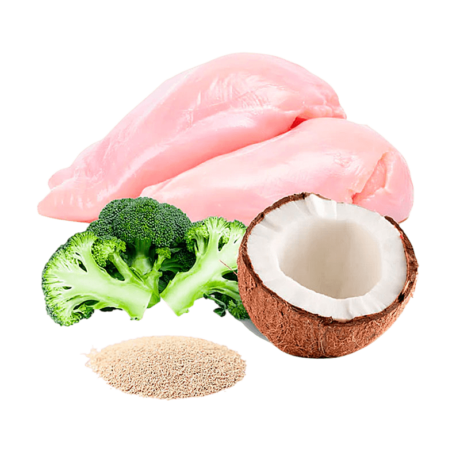 Beneficios para la salud de tu gato Puromenu Menú Momento Ternura BIO (Pollo) ofrece numerosos beneficios para la salud de tu gato: Nutrición completa y equilibrada: Proporciona todos los nutrientes esenciales que tu gato necesita para una vida sana y activa. Alta digestibilidad: Los ingredientes naturales y de alta calidad son fáciles de digerir, lo que favorece una buena absorción de los nutrientes. Salud digestiva: La fibra presente en el brócoli y otros ingredientes contribuye a una digestión saludable y previene problemas intestinales. Piel y pelaje saludables: Los ácidos grasos esenciales y las vitaminas presentes en la receta ayudan a mantener la piel sana y el pelaje brillante. Fortalecimiento del sistema inmunológico: Los antioxidantes y otros nutrientes presentes en los ingredientes refuerzan el sistema inmunológico y protegen contra enfermedades. Salud del tracto urinario: El alto contenido de humedad de la comida húmeda favorece la hidratación y la salud del tracto urinario. Control del peso: La receta está formulada para ayudar a mantener un peso saludable en gatos adultos. Apto para gatos con sensibilidad alimentaria: La ausencia de cereales y gluten lo convierte en una opción ideal para gatos con alergias o intolerancias alimentarias. Lo que ves es lo que hay Puromenu Menú Momento Ternura BIO (Pollo) se caracteriza por su transparencia en cuanto a los ingredientes. La receta se basa en ingredientes naturales y de alta calidad, sin aditivos artificiales, conservantes, aromas ni azúcares añadidos. Recomendación de alimentación La cantidad de alimento recomendada puede variar según la edad, la raza, el nivel de actividad y el peso de tu gato. Consulta la tabla de alimentación en el envase para obtener una guía más precisa. Recuerda que siempre debe haber agua fresca y limpia disponible para tu gato. ¡Cuida la salud de tu gato con Puromenu Menú Momento de Ternura BIO (Pollo)! Este alimento natural y completo es la elección perfecta para aquellos que buscan lo mejor para sus gatos. ¡Ofrece a tu gato una nutrición inspirada en la naturaleza y disfruta de su bienestar!