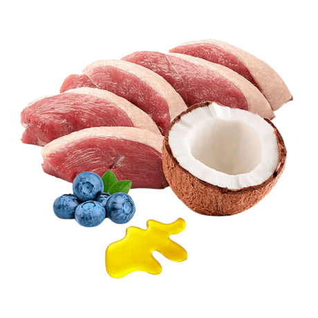 Beneficios para la salud de tu gato Nutrición completa y equilibrada: Puromenu Menú Ronroneos sin Fin (Pato) proporciona todos los nutrientes que tu gato necesita para una vida sana y activa. Mejora la digestión: Los ingredientes naturales y de alta calidad son fáciles de digerir y favorecen una buena salud intestinal. Fortalece el sistema inmunológico: Los antioxidantes presentes en los arándanos y otros nutrientes fortalecen el sistema inmunológico de tu gato. Promueve la salud de la piel y el pelaje: Los ácidos grasos esenciales presentes en el aceite de hígado de bacalao y otros ingredientes contribuyen a una piel sana y un pelaje brillante. Favorece la salud del corazón y la visión: La taurina es esencial para la salud del corazón y la visión de los gatos. Ayuda a prevenir alergias e intolerancias: Al ser monoproteico y libre de cereales y gluten, este menú es ideal para gatos con sensibilidades alimentarias. Composición Pechuga de pato (57%) Caldo de pato (20%) Hígado de pato (7,6%) Carcasa y cuellos de pato (7,6%) Corazón de pato (3,8%) Coco (1,4%) Arándanos (1,17%) Levadura de cerveza Aceite de hígado de bacalao Ascophyllum Nodosum BIO (algas marinas) Aditivos nutricionales (por kg) Taurina 4g Vitamina E 60mg Componentes analíticos Proteína 12,2% Aceites y grasas brutos 9,9% Materia inorgánica 2,4% Fibras brutas