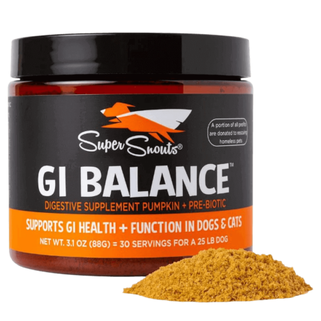 Regulador Intestinal Perro Gato Super Snouts GI Balance. Suplemento digestivo con calabaza y prebiótico.