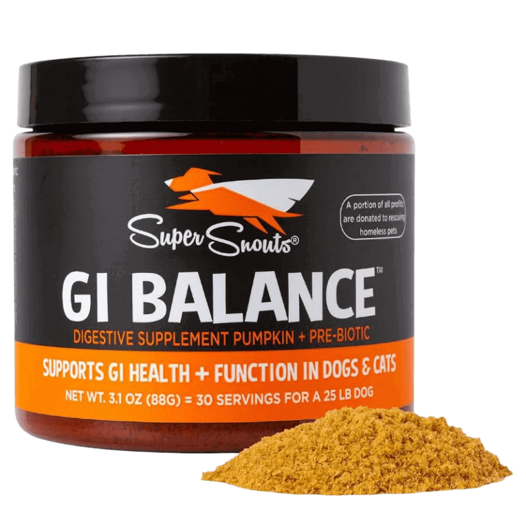Regulador Intestinal Perro Gato Super Snouts GI Balance. Suplemento digestivo con calabaza y prebiótico.