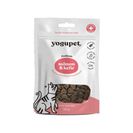 Yogupet Snack Prebiótico Salmón y Kéfir 50g para gato. Pelaje brillante y digestión saludable