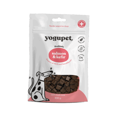 Yogupet Snack Prebiótico Salmón y Kéfir para perros 100g. Fuente de MOS y Beta-Glucanos